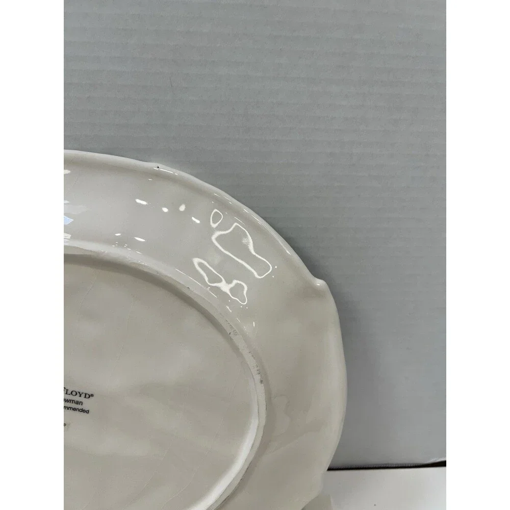 FITZ & FOYD Platter Holly Hat Snowman Christmas Wishes Embossed Cookie Tray